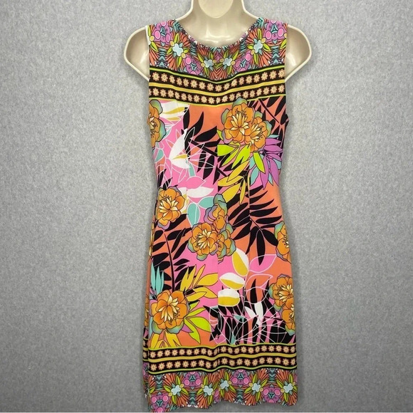 Vintage Cache Y2K Unique Tropical Hawaiian Print Stretch Sheath Dress - Picture 3 of 6